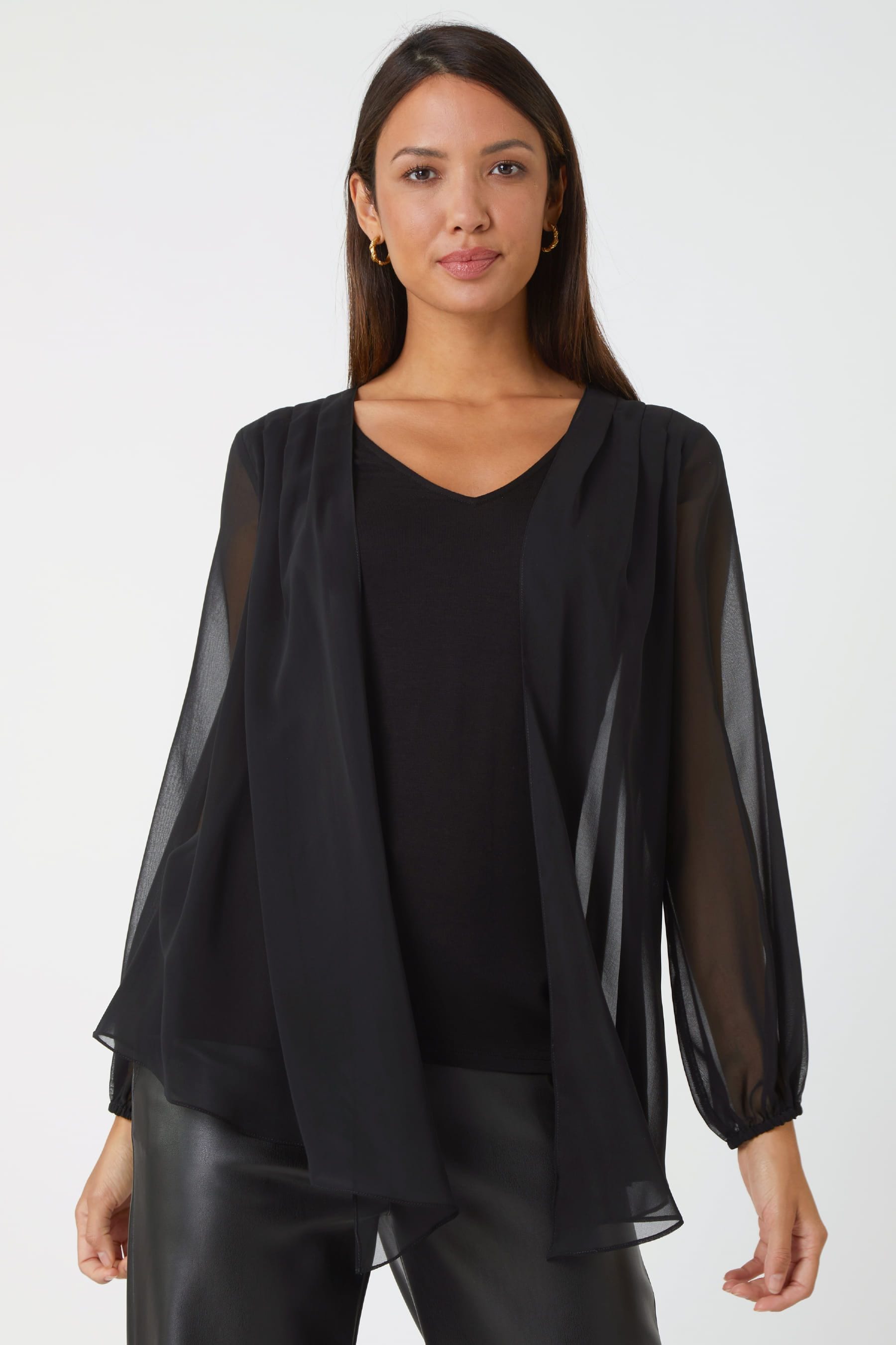 Black hot sale chiffon top