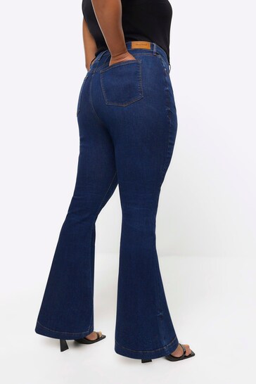 River Island Blue Denim Plus Flared Jeans