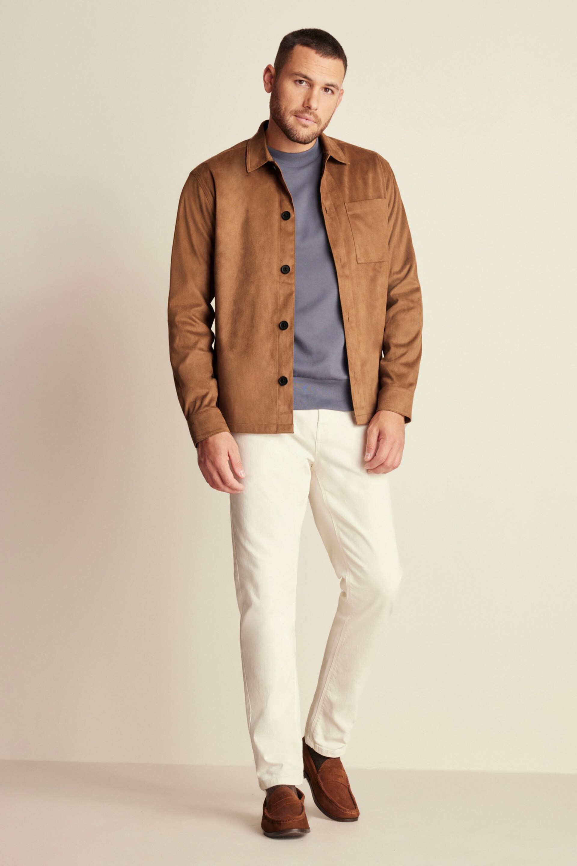 Tan Brown Faux Suede Shacket - Image 2 of 8