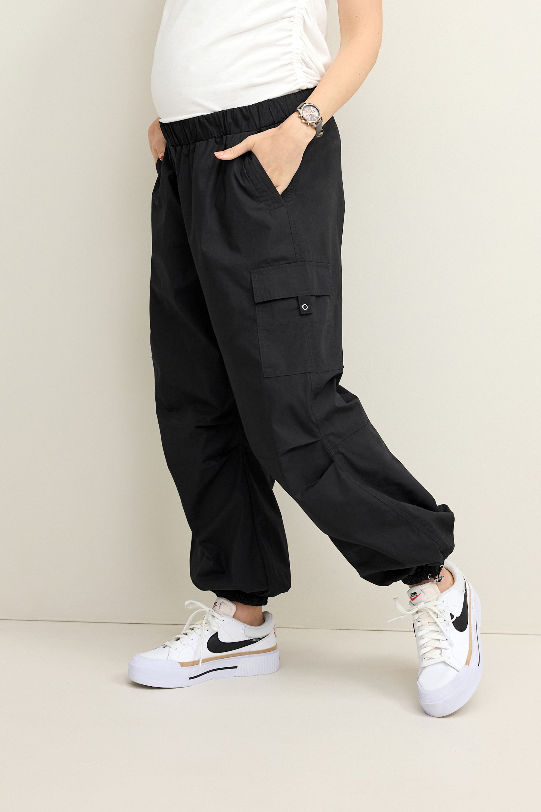 Black maternity cargo pants hot sale