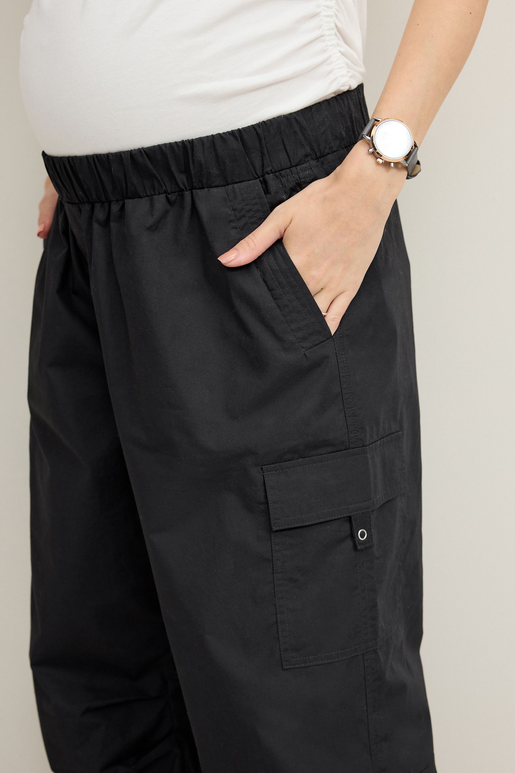 Black maternity cargo pants online