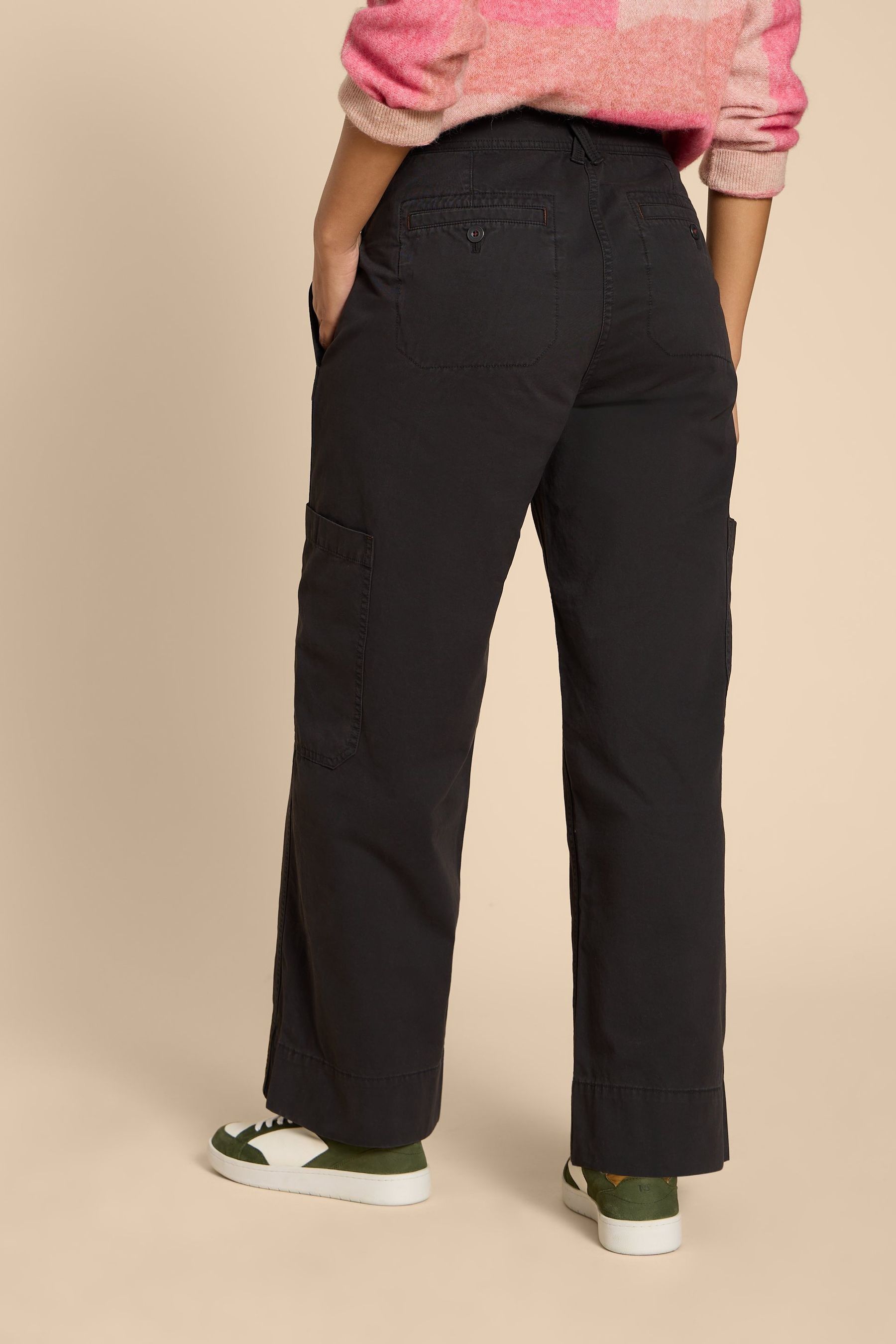 Buy White Stuff Carlie Wide Leg Cargo Black Trousers from the Next