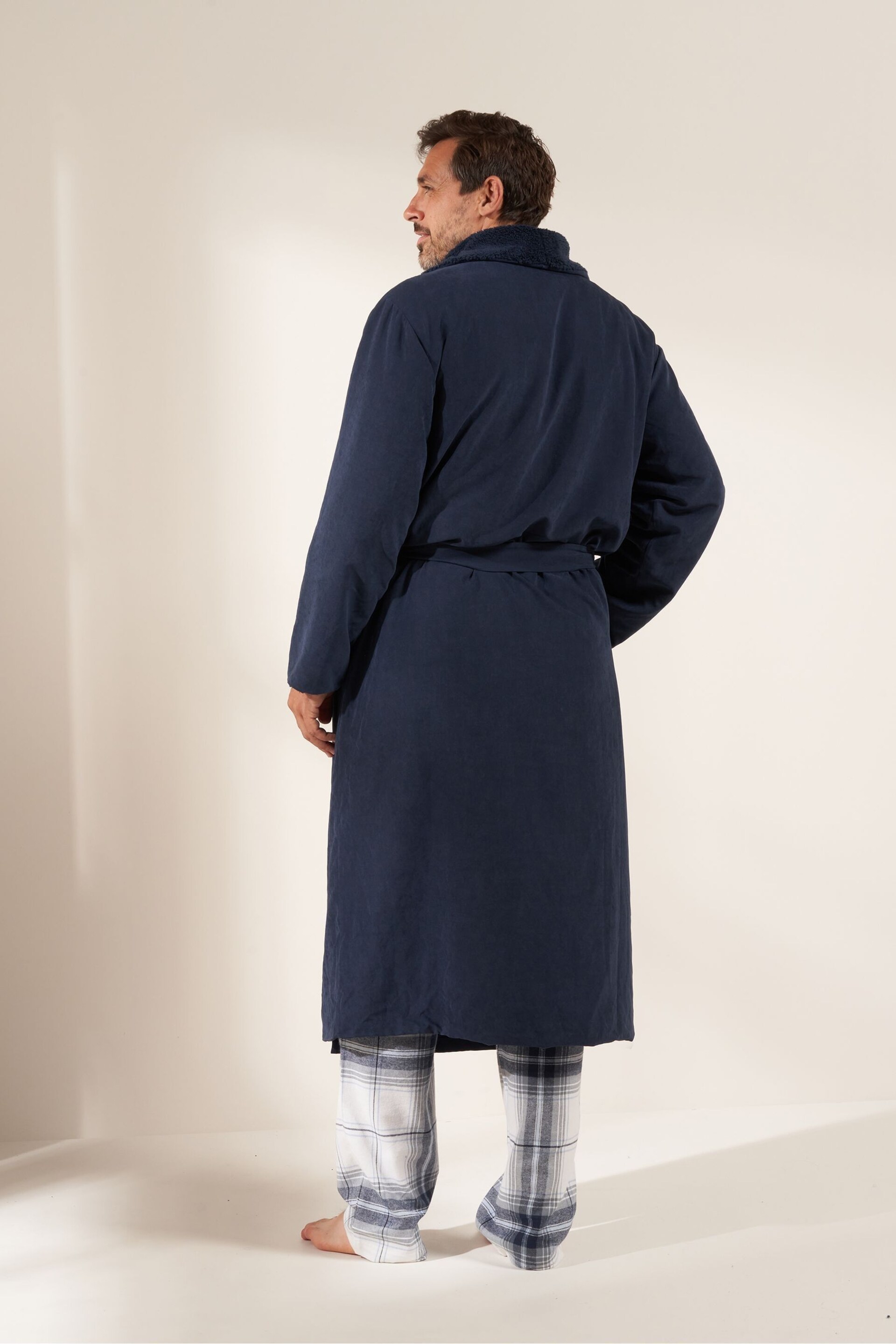 Truly Navy Blue Fleece Dressing Gown - Image 2 of 4