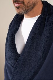 Truly Navy Blue Fleece Dressing Gown - Image 3 of 4