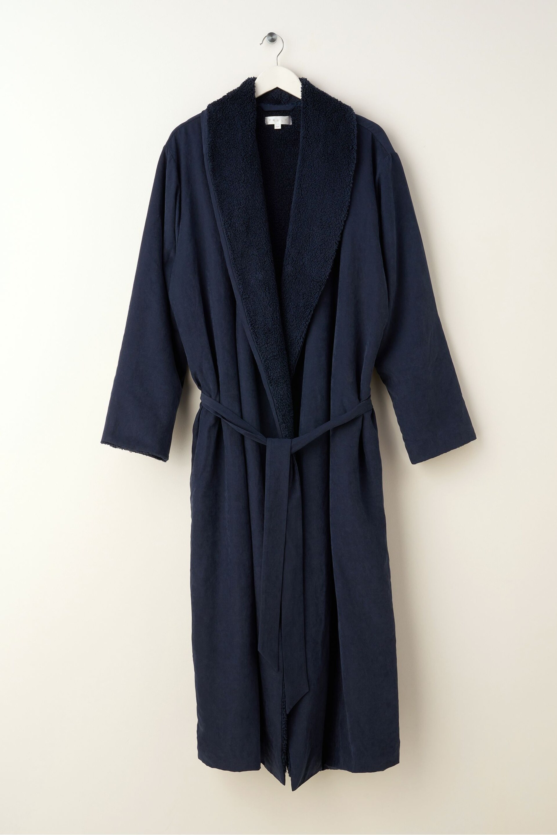 Truly Navy Blue Fleece Dressing Gown - Image 4 of 4