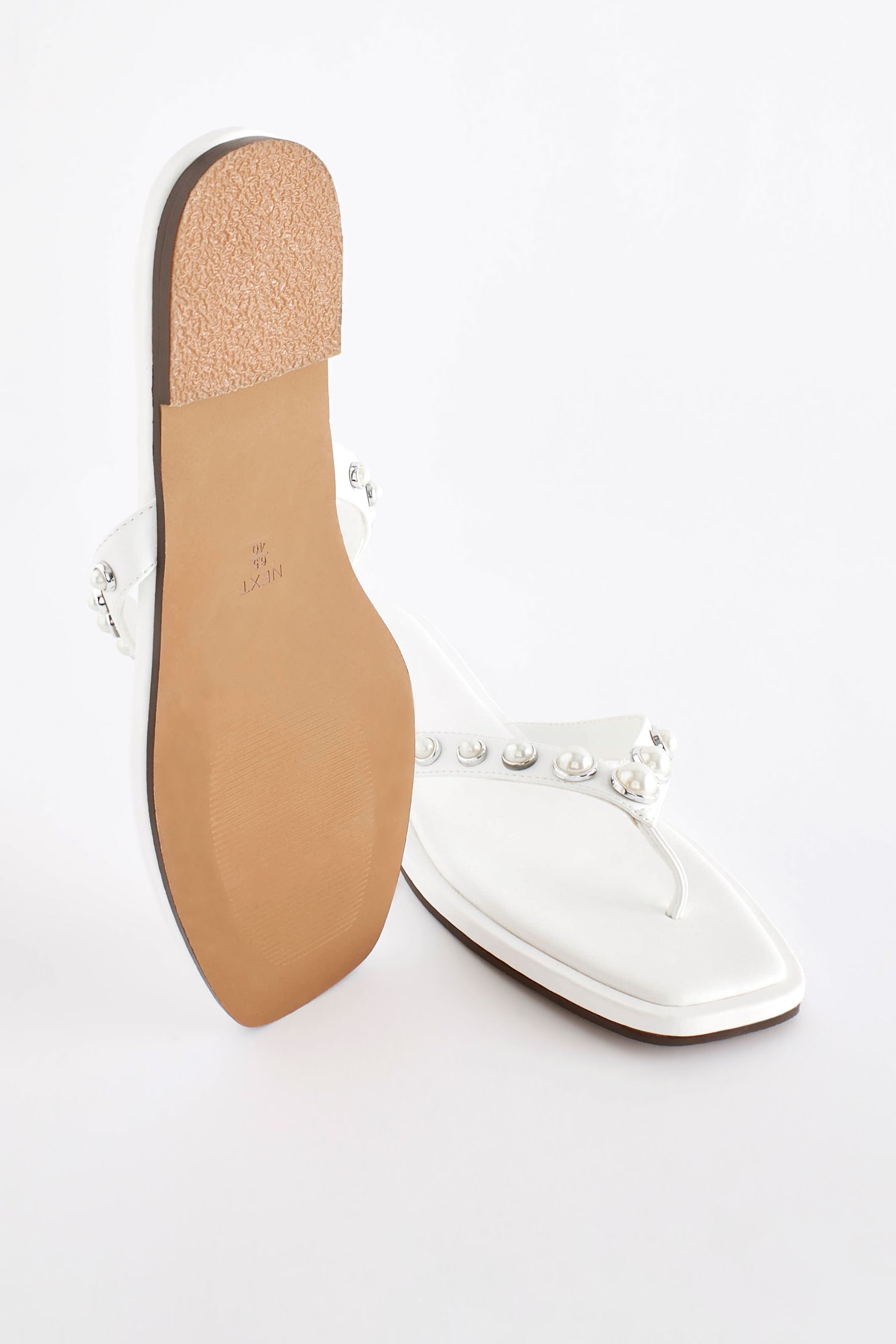 Buy White Pearl Effect Toe Post Sandals from Next Luxembourg