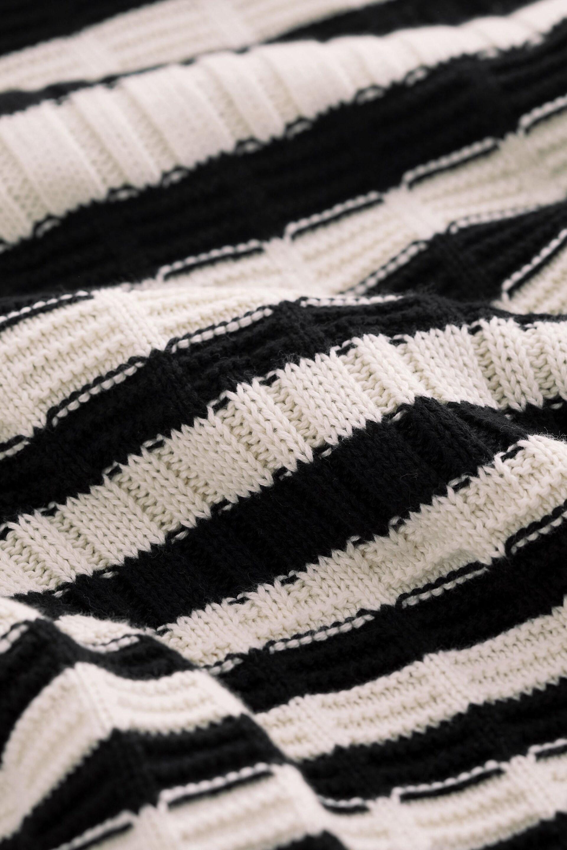 Black and Ecru Cream Stripe Stitch Detail Shirt Layer Jumper - Image 6 of 6