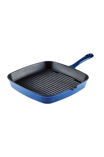 Barbary & Oak Blue 23cm Cast Iron Grill Pan