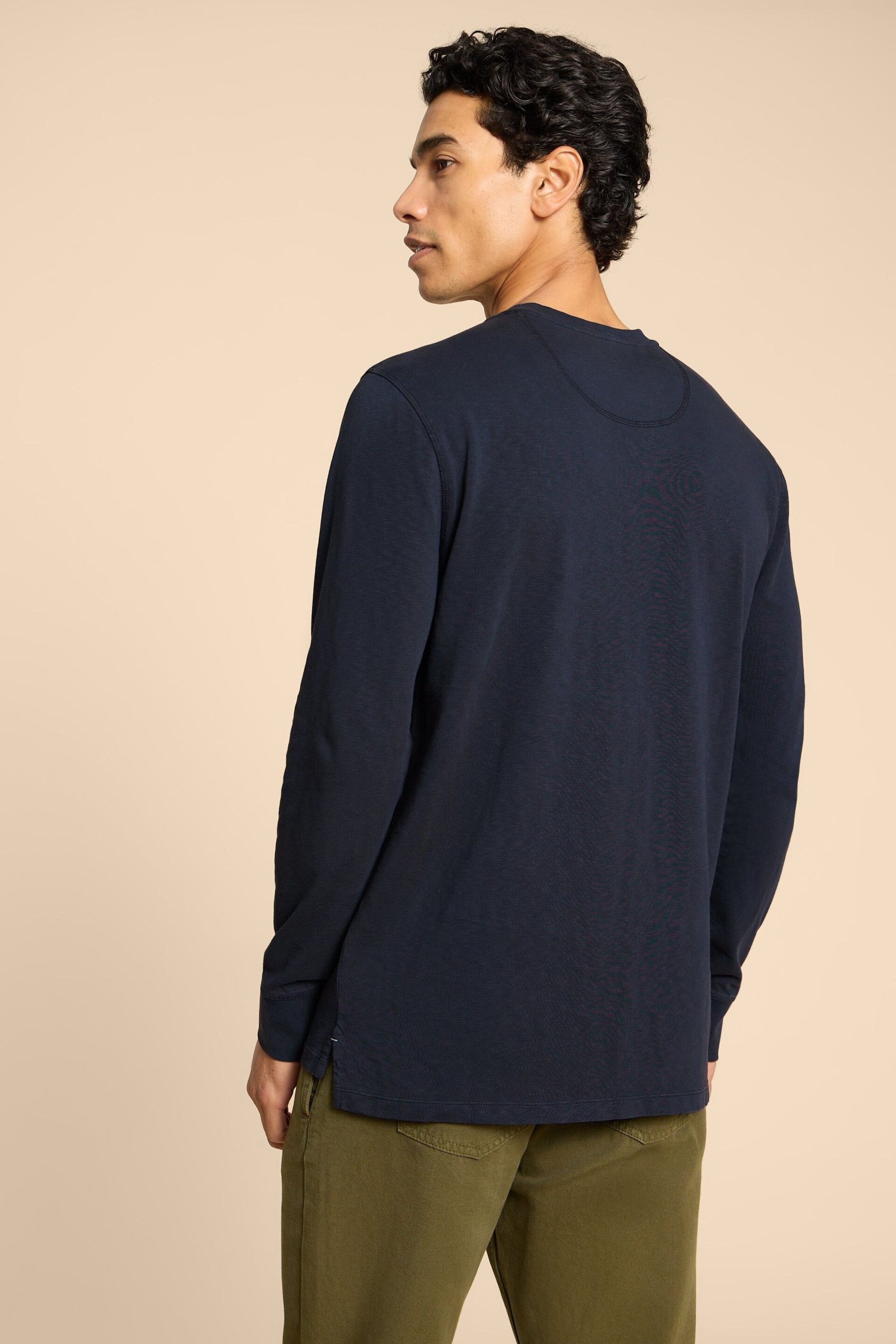 White Stuff Blue Newton Long Sleeve Henley T-Shirt - Image 3 of 7