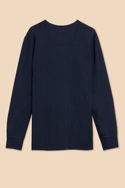 White Stuff Blue Newton Long Sleeve Henley T-Shirt - Image 6 of 7