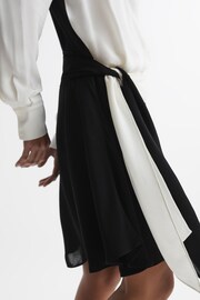 Reiss Ivory/Black Sadie Colourblock Belted Mini Dress - Image 3 of 4
