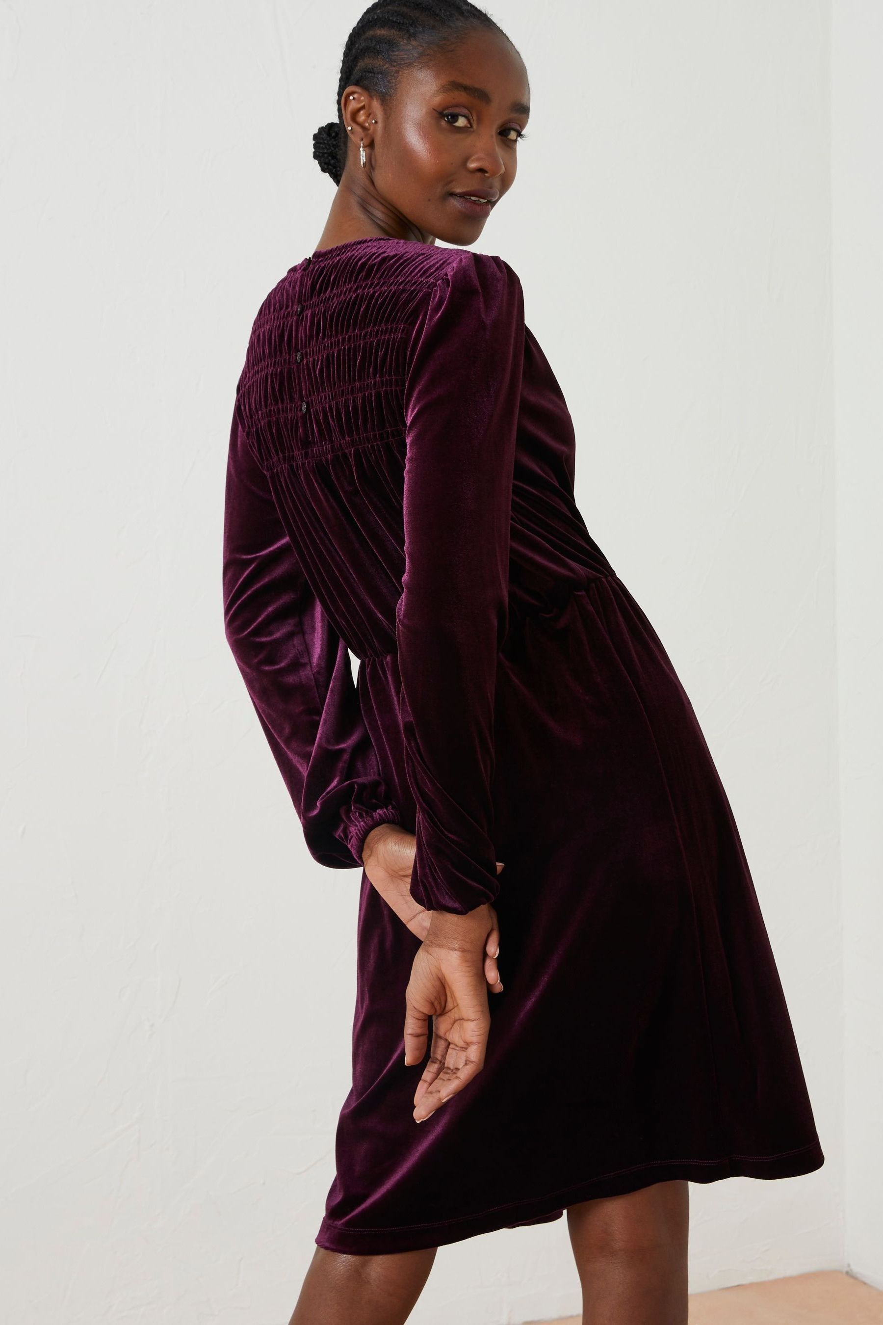 Buy FatFace Purple Annie Velvet Dress from Next Luxembourg