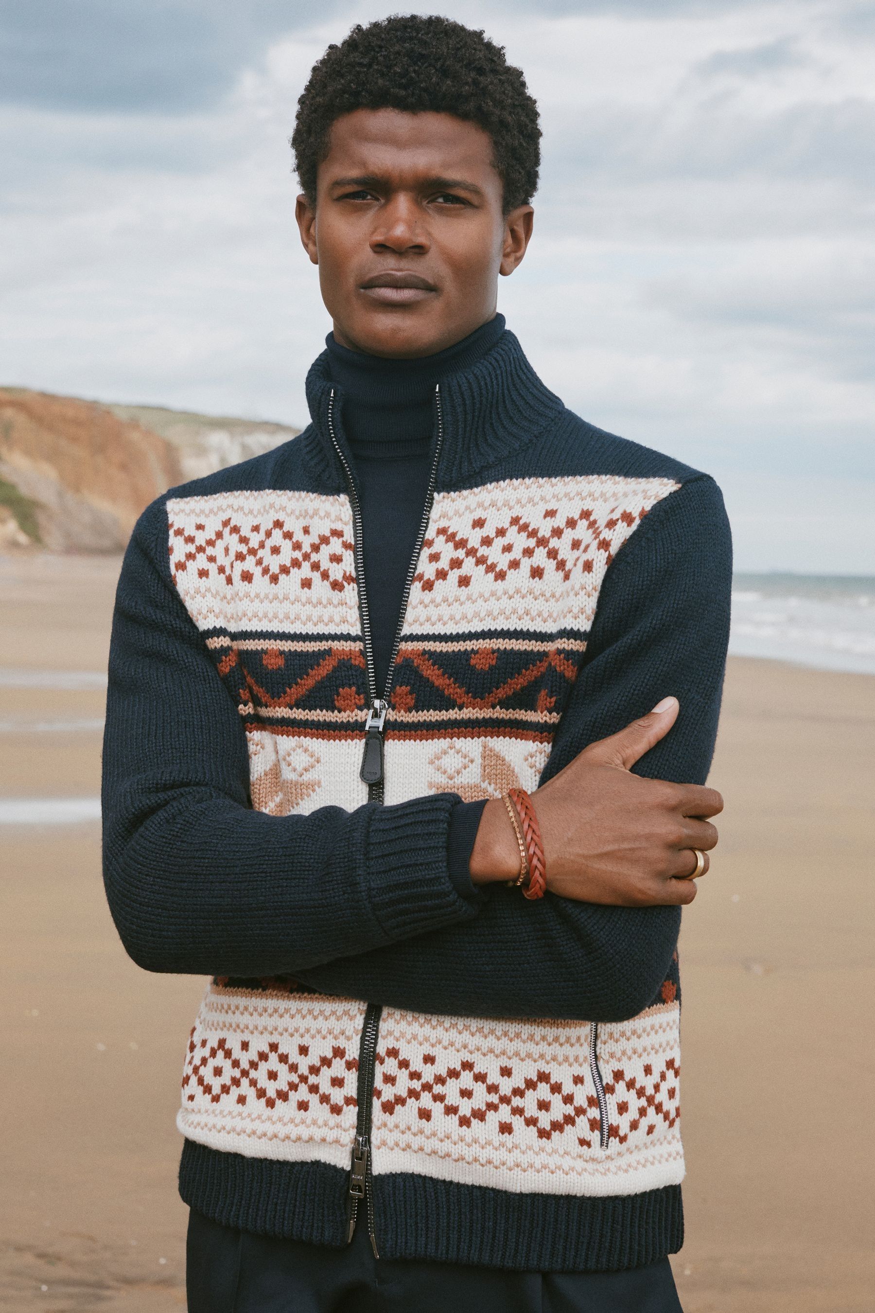 Buy Reiss Multi Holden Fairisle Pattern Knitted Zip Through Cardigan from the Next UK online shop