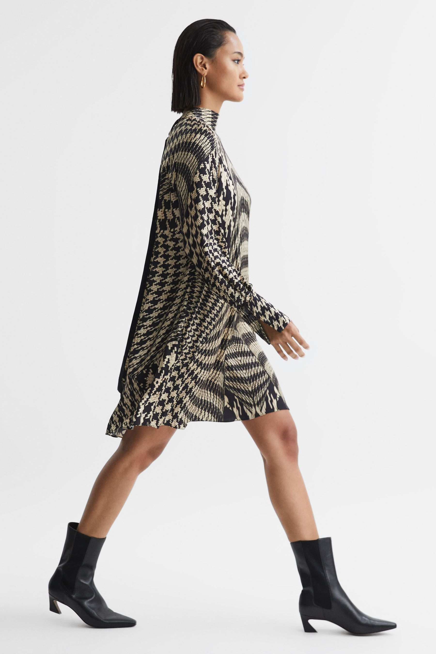 Buy Reiss Black White Ester Dogtooth Mini Dress from the Next UK online shop
