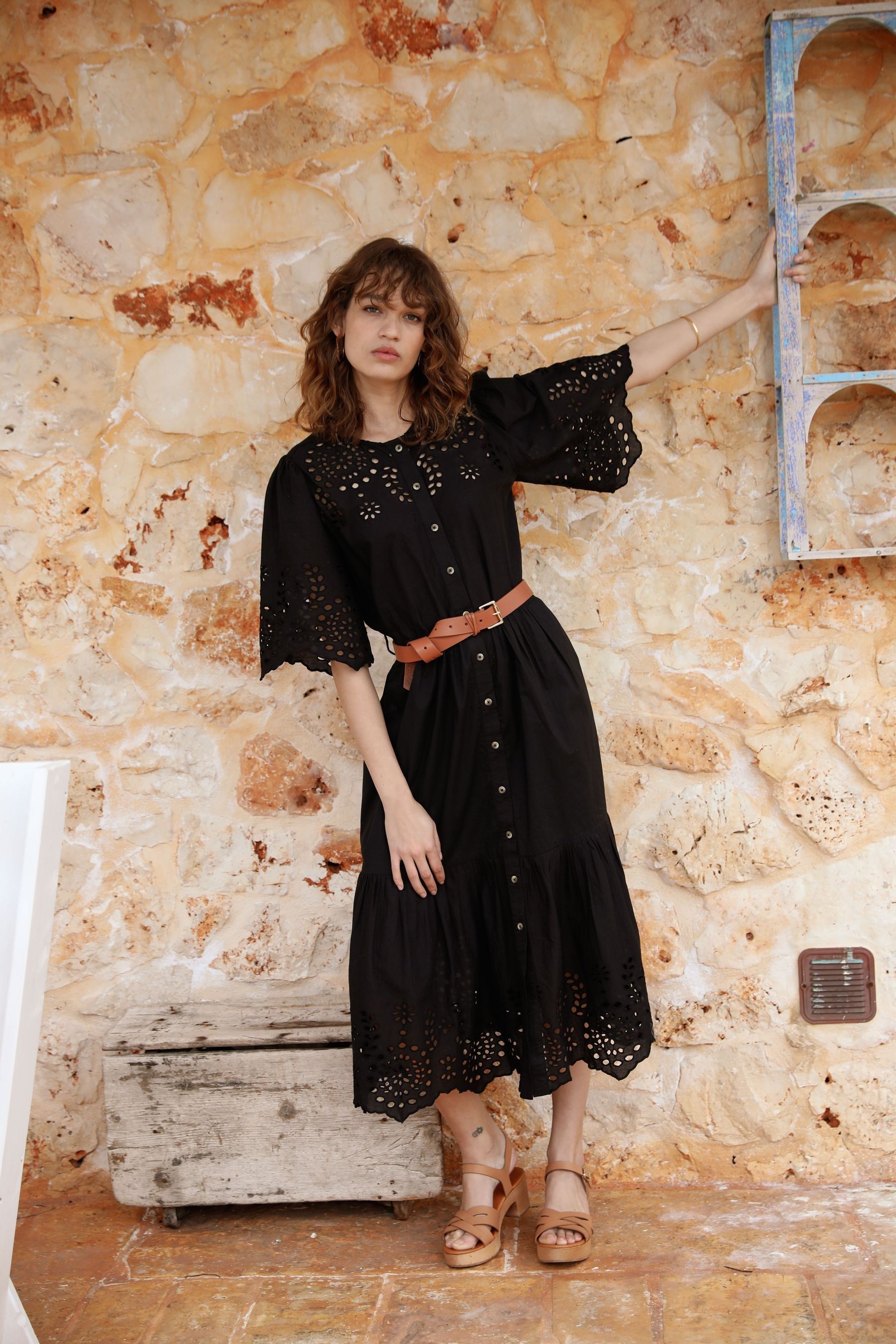 By Iris Black Margot 100 Cotton Lace Dress