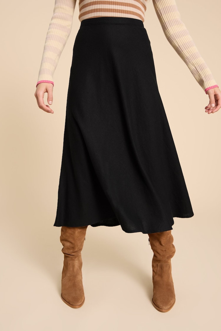 White Stuff Black Clemence Linen Blend Skirt - Image 1 of 7