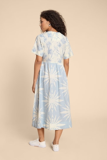 White Stuff Blue Pip Linen Blend Midi Dress