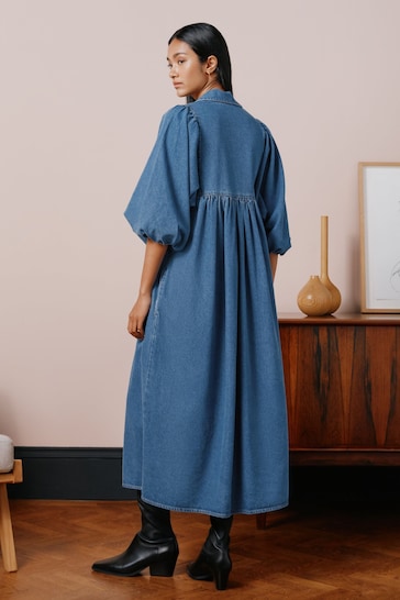 Albaray Blue Denim Midi Dress