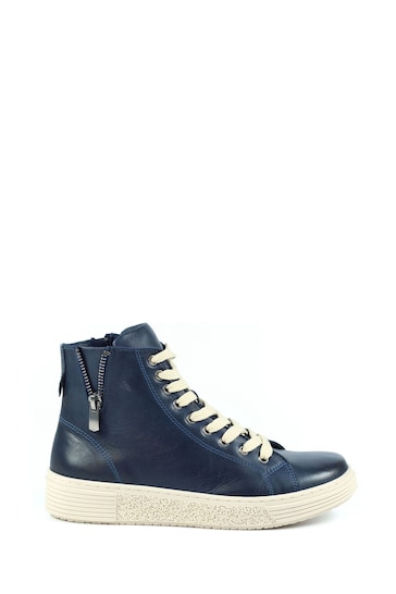 Lunar Navy Blue Danube Laceup Leather Boots