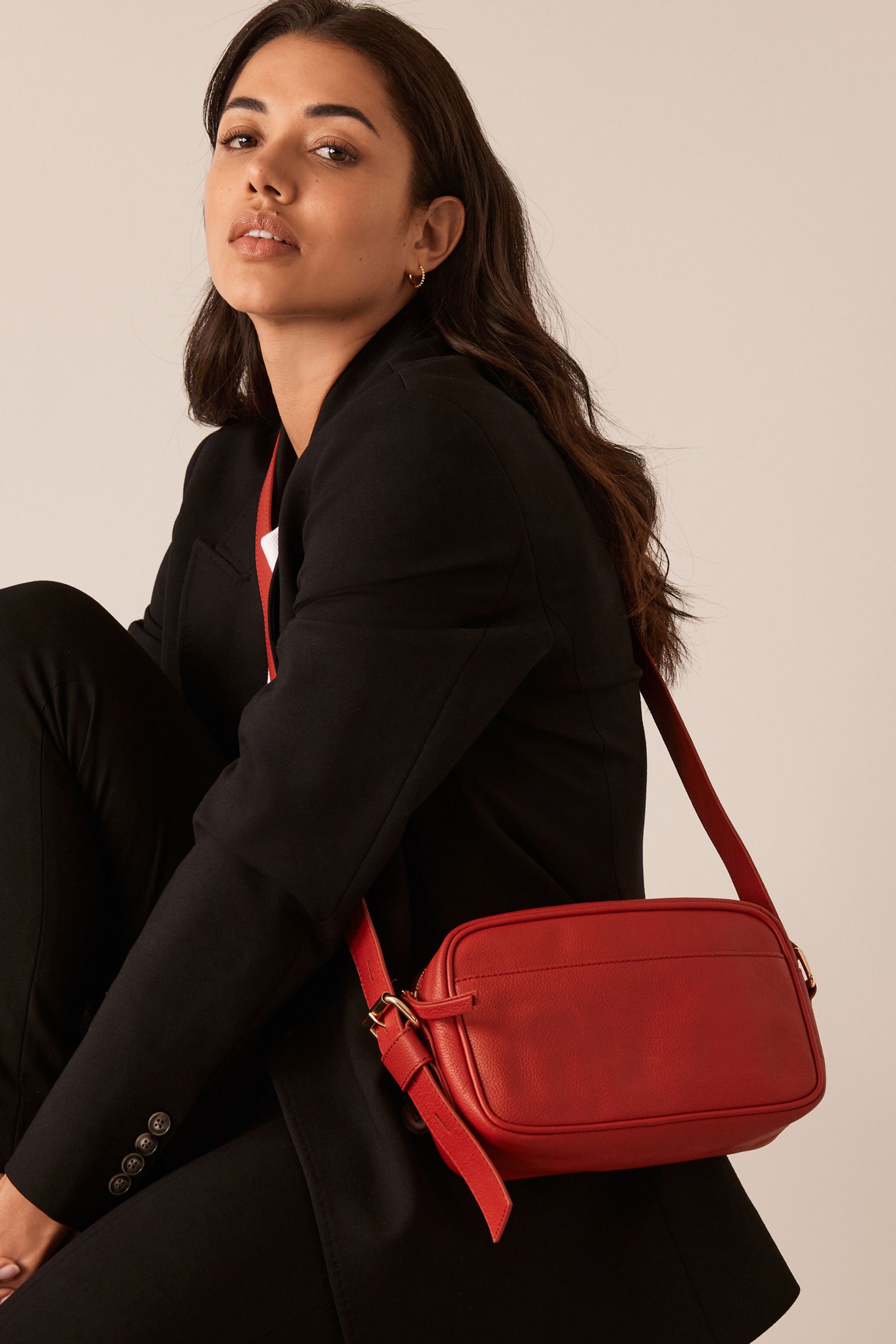 Buy Red Leather Camera Bag from Next Luxembourg