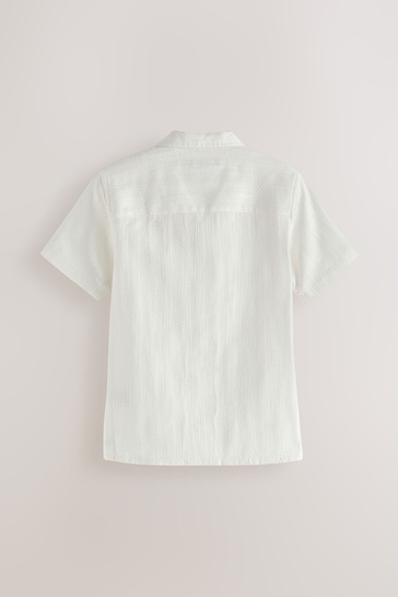 White Short Sleeves Textured Stripe Shirt (3-16yrs)