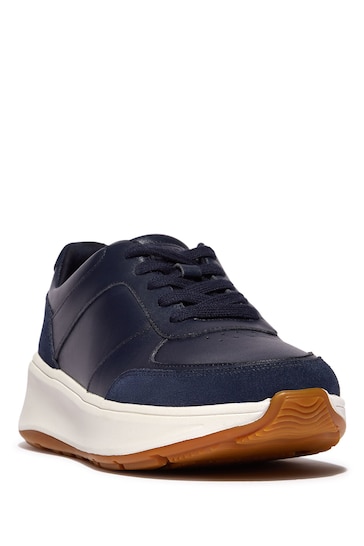 FitFlop Blue F-Mode Leather Sued Flatform Trainers