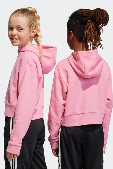 originals adicolor cropped hoodie in pink