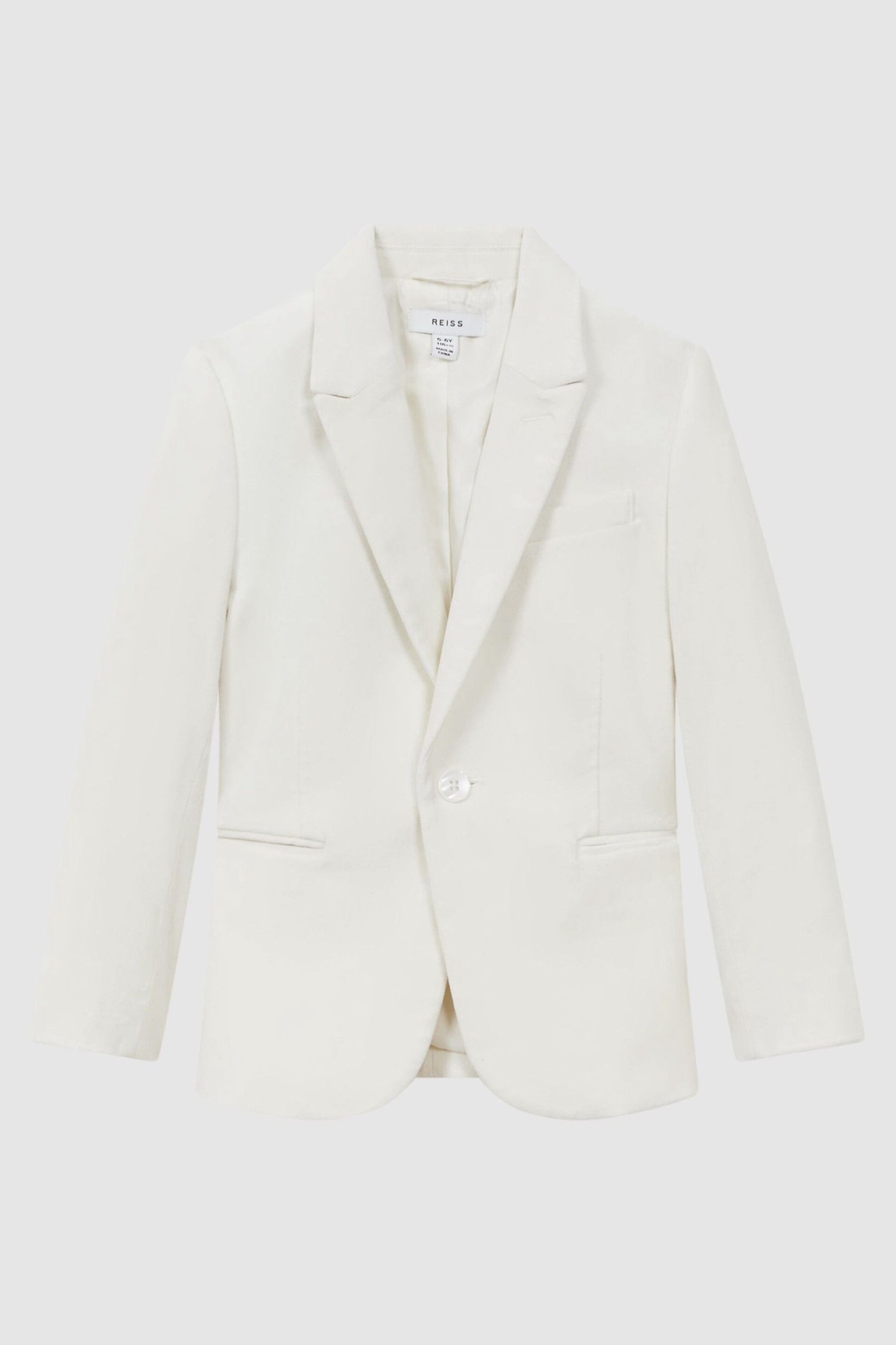 Reiss Ivory Apsara Junior Slim Fit Velvet Single Breasted Blazer - Image 2 of 7