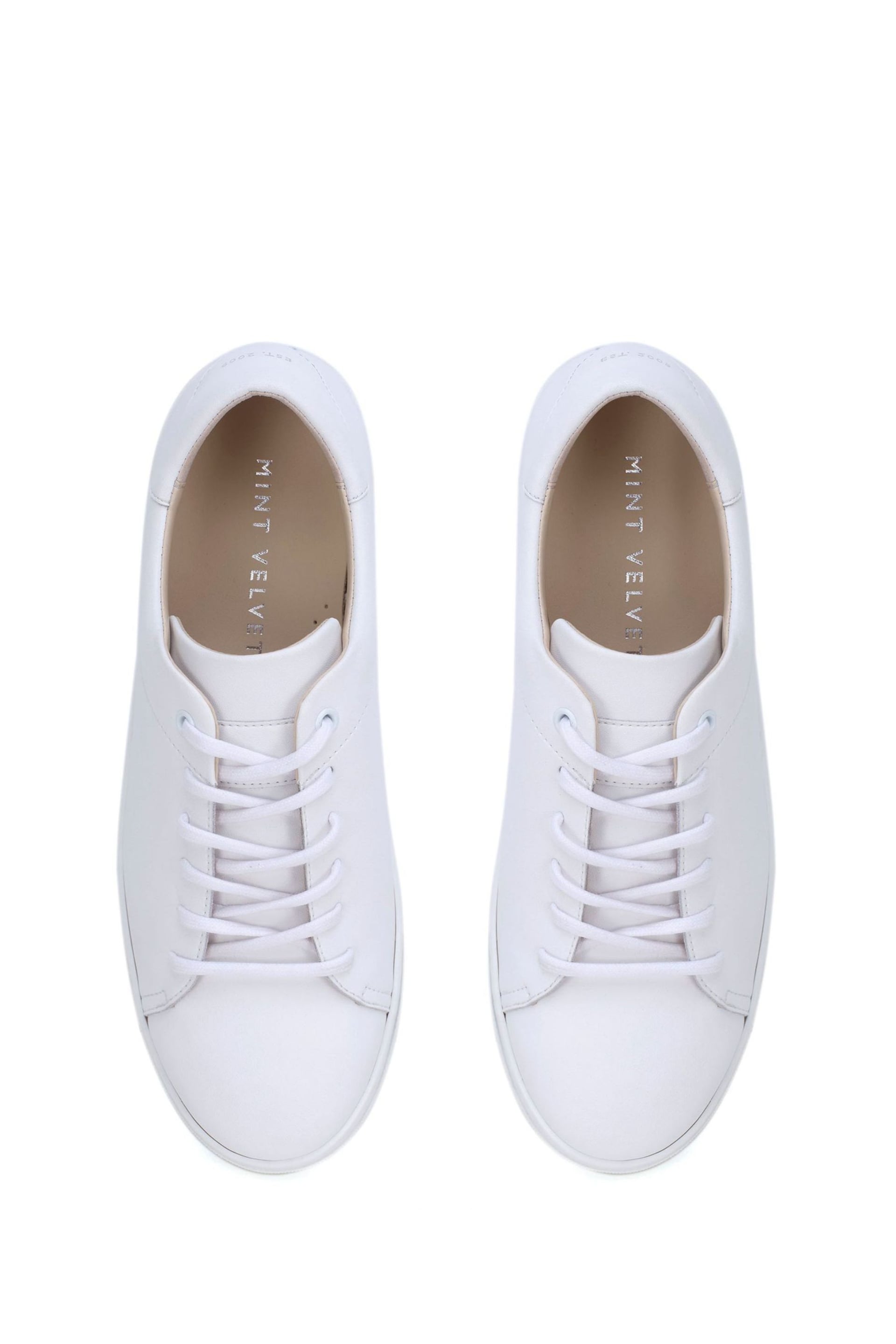 Mint Velvet White Chrome Leather Trainers - Image 3 of 3