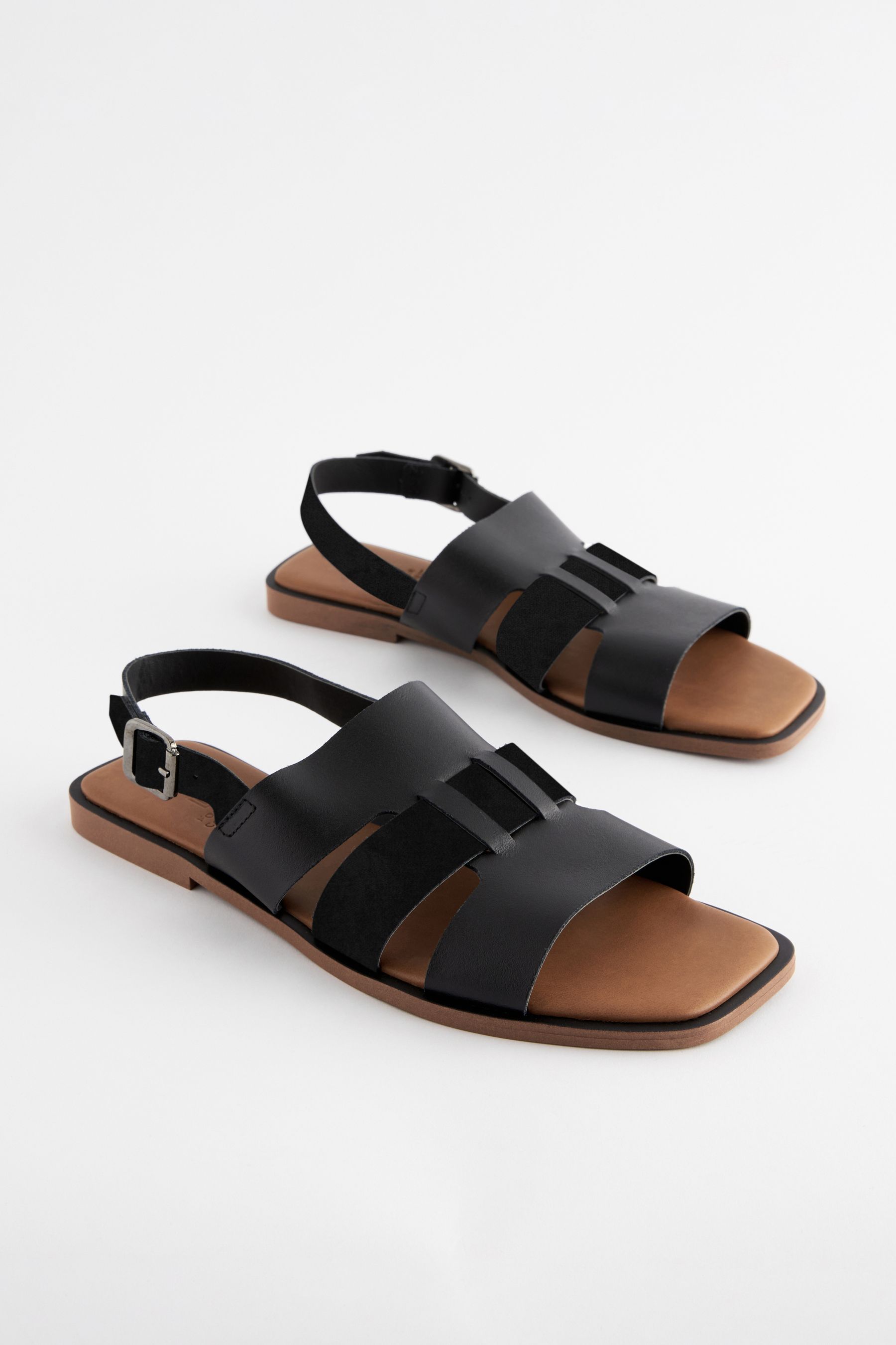 Buy Black Standard Wide Fit Forever Comfort Leather Slingback Sandals from the Next UK online shop