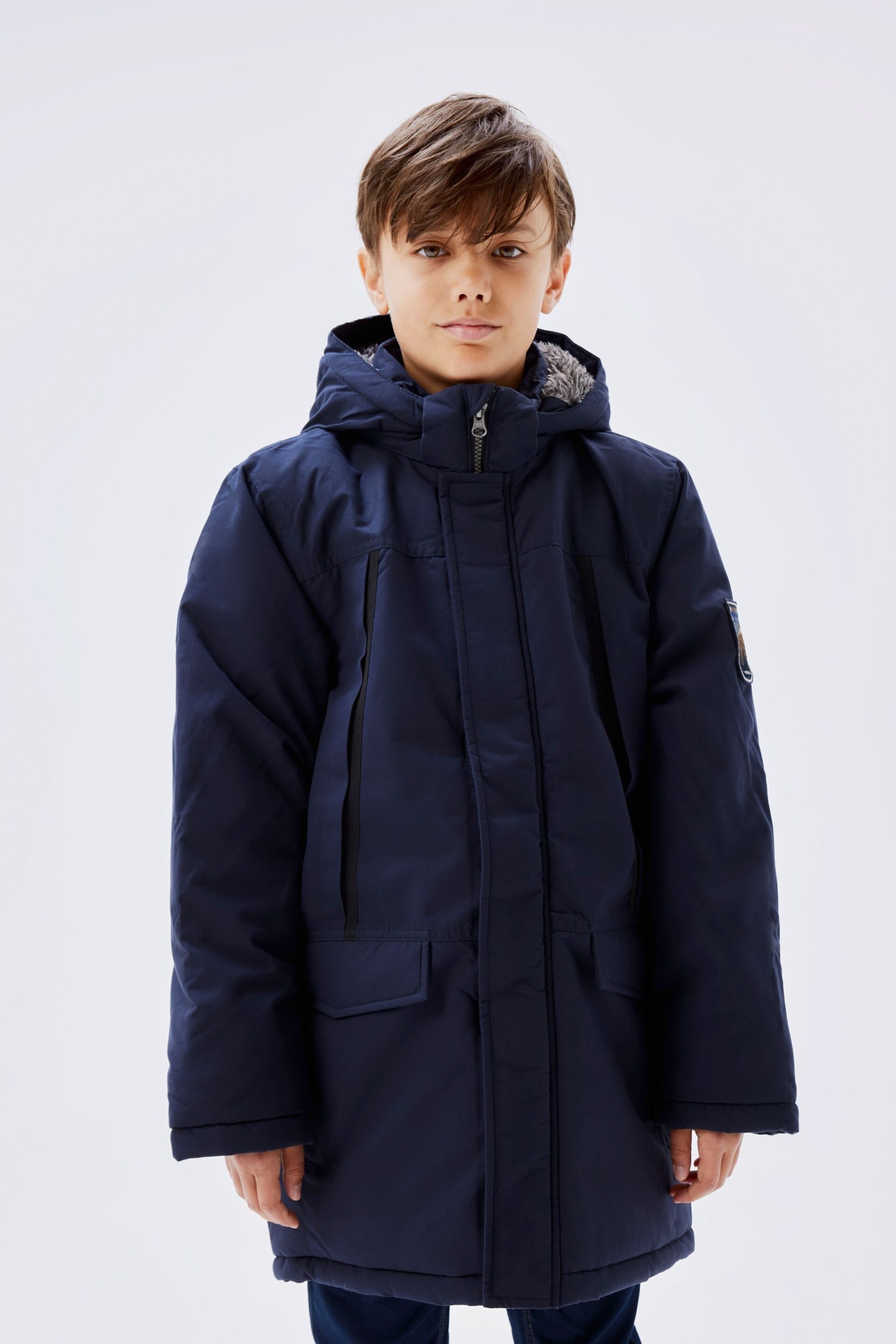 Name It Blue Fleece Lined Parka Coat - Image 1 of 5