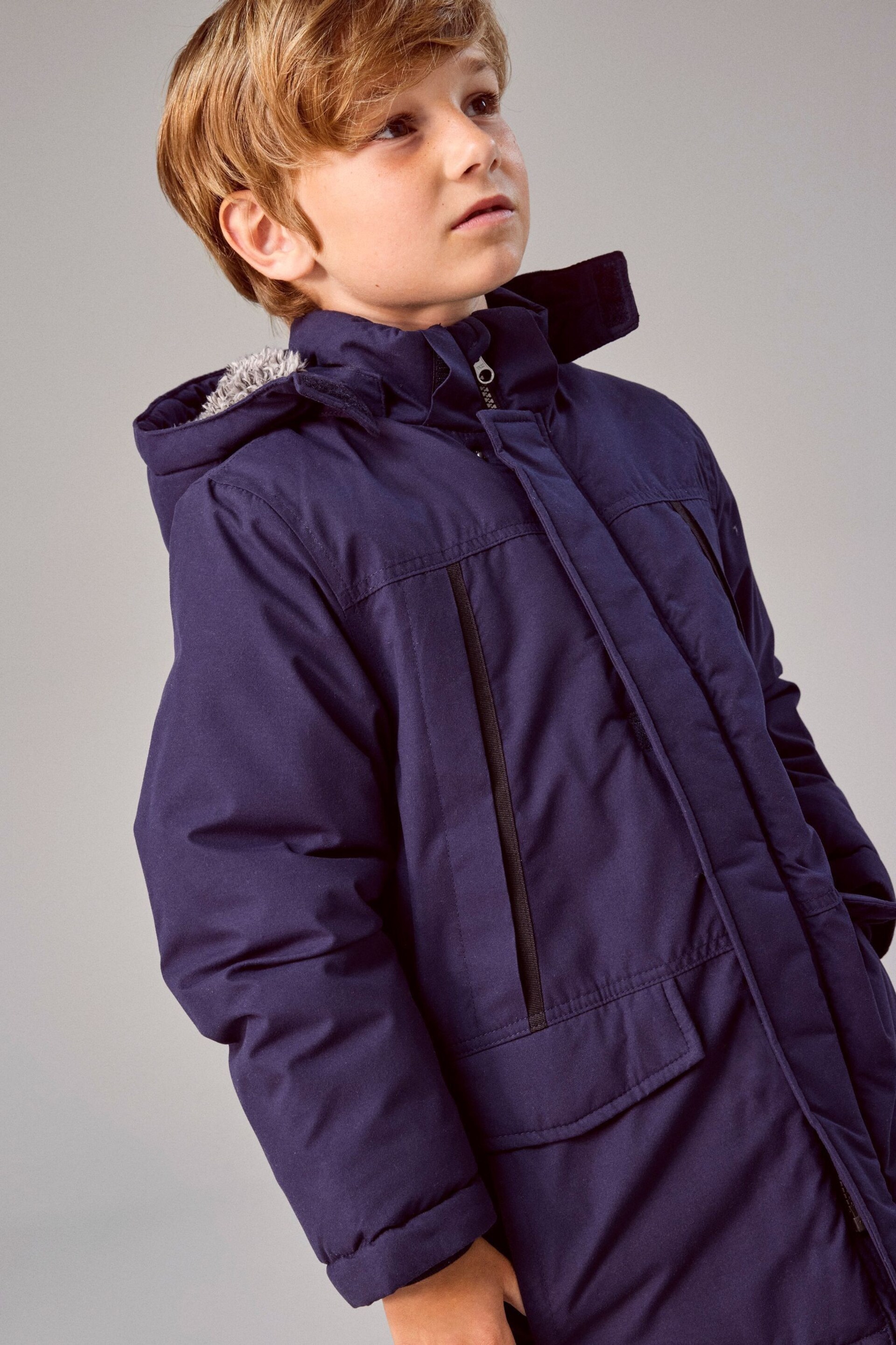 Name It Blue Fleece Lined Parka Coat - Image 2 of 5