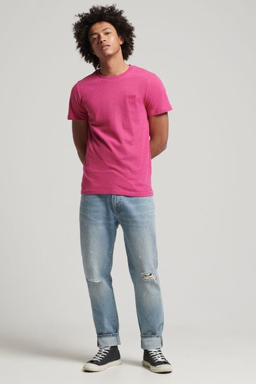 Superdry Pink Vintage Logo Embroidered T-Shirt