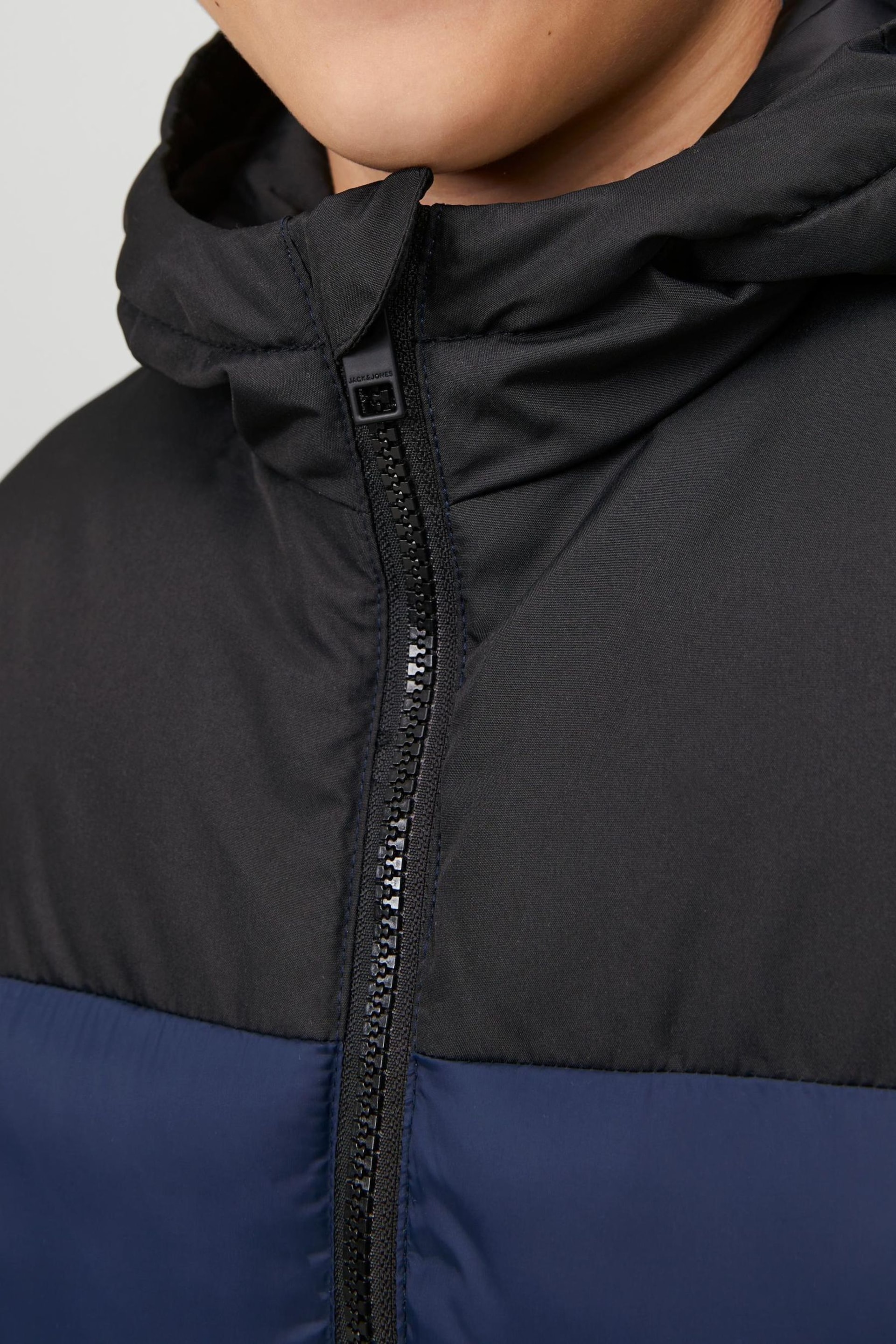 JACK & JONES Blue Thick Padded Hooded Coat - Image 5 of 7