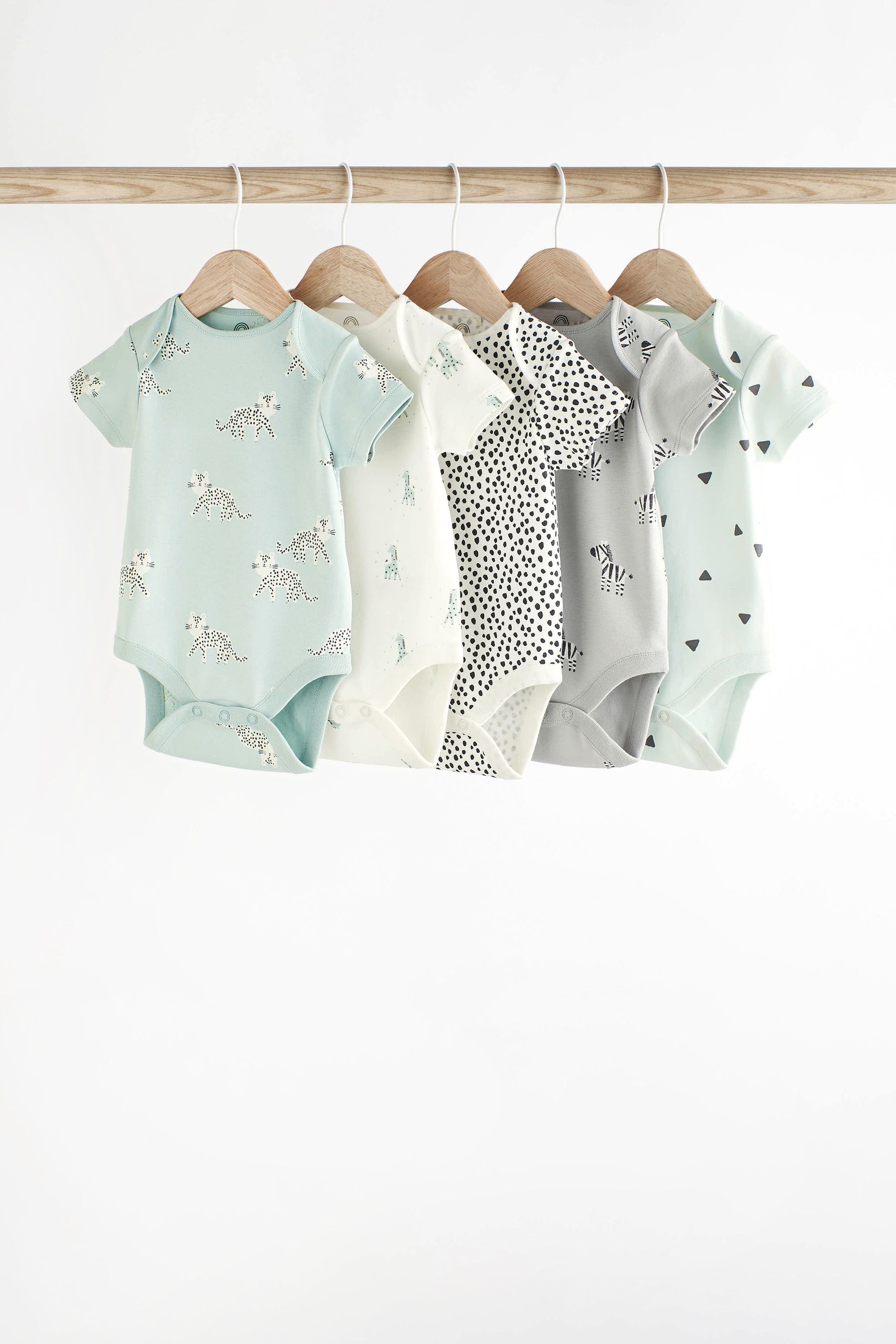 Buy Monochrome Short Sleeve Baby Bodysuits 5 Pack from Next Luxembourg