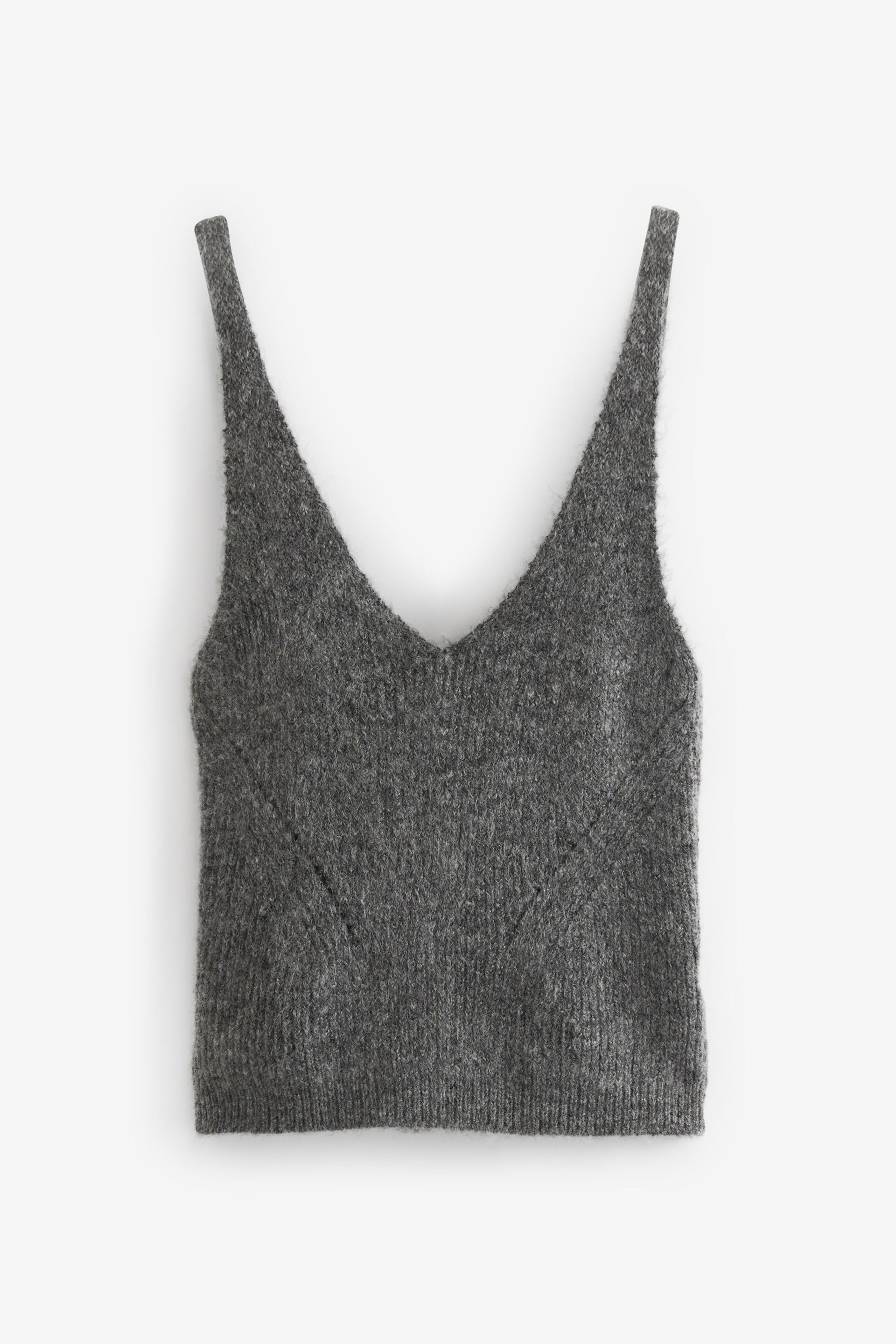 Charcoal Grey 2 In 1 Open Stitch Vest and Roll Neck Cropped Shrug Jumper - Image 7 of 8