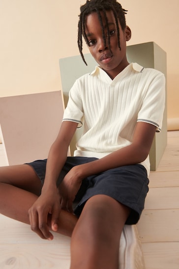 White Polo Short Sleeve Trophy Neck Jumper (3-16yrs)