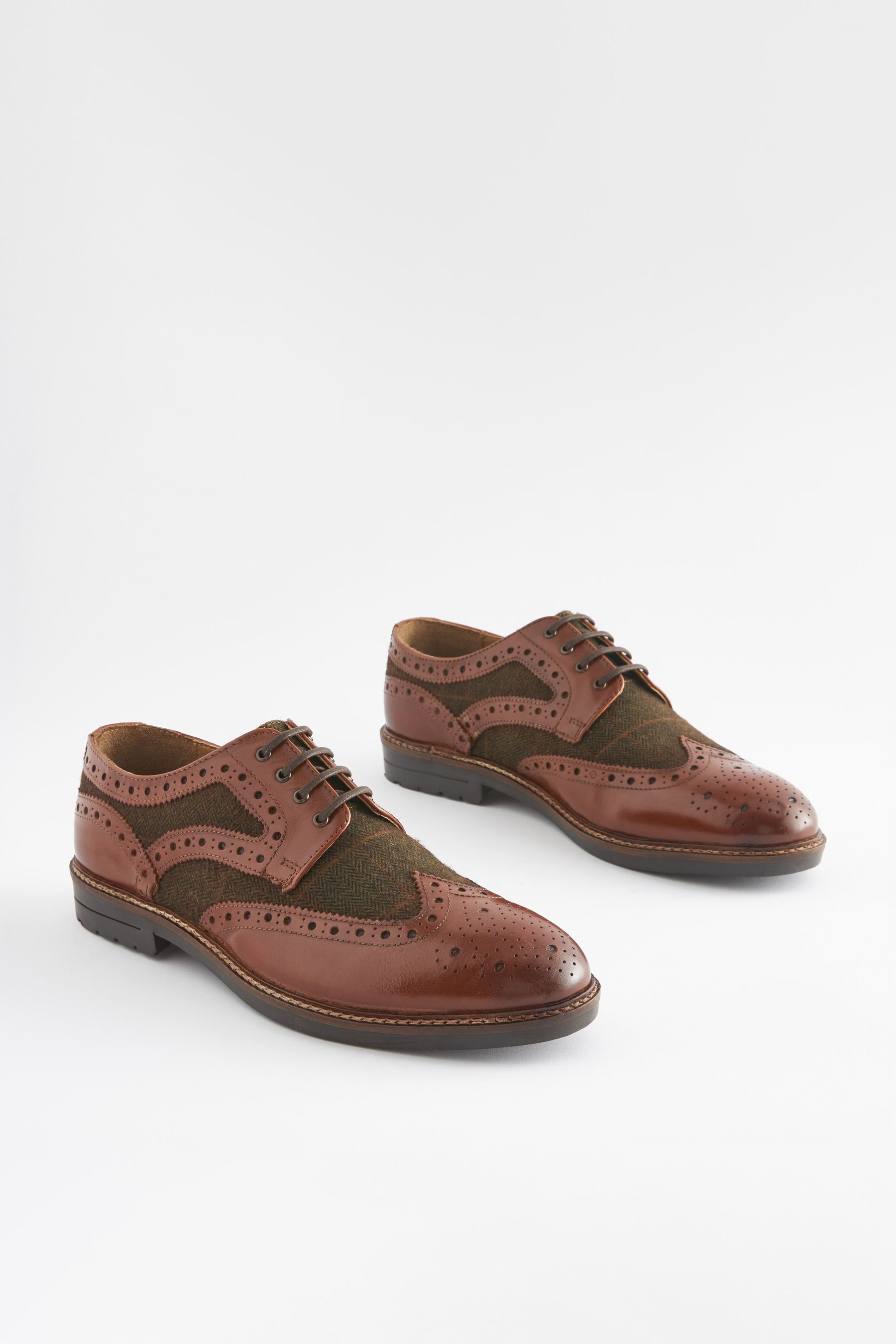 Leather and tweed brogues on sale