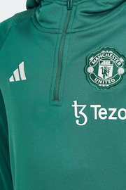 adidas Green Junior Manchester United Quarter Zip Hoodie - Image 5 of 5