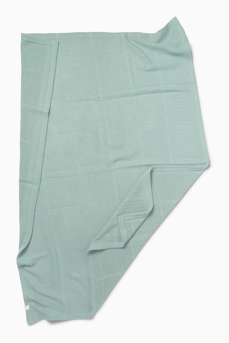 MORI Green Soft Cotton & Bamboo Cellular Baby Blanket - Image 2 of 4