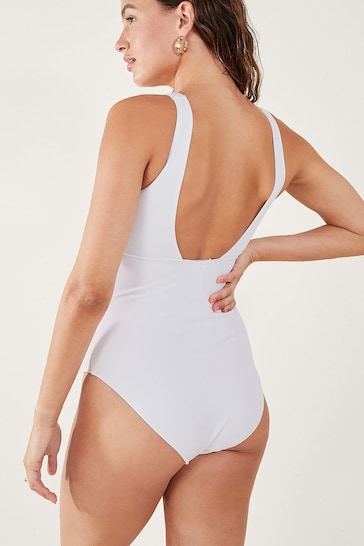 Accessorize Lexi White Ribbed Shaping Swimsuit