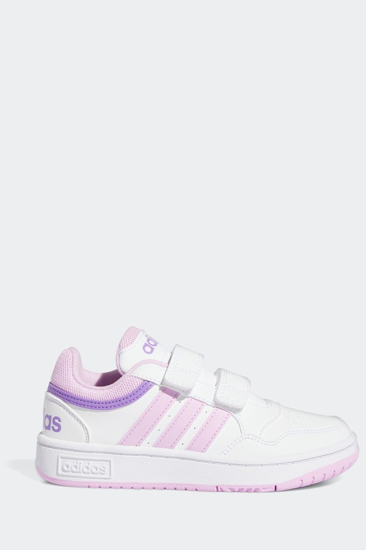 adidas White/Purple Hoops Lifestyle Basketball Hook and Loop Shoes - Image 1 of 10