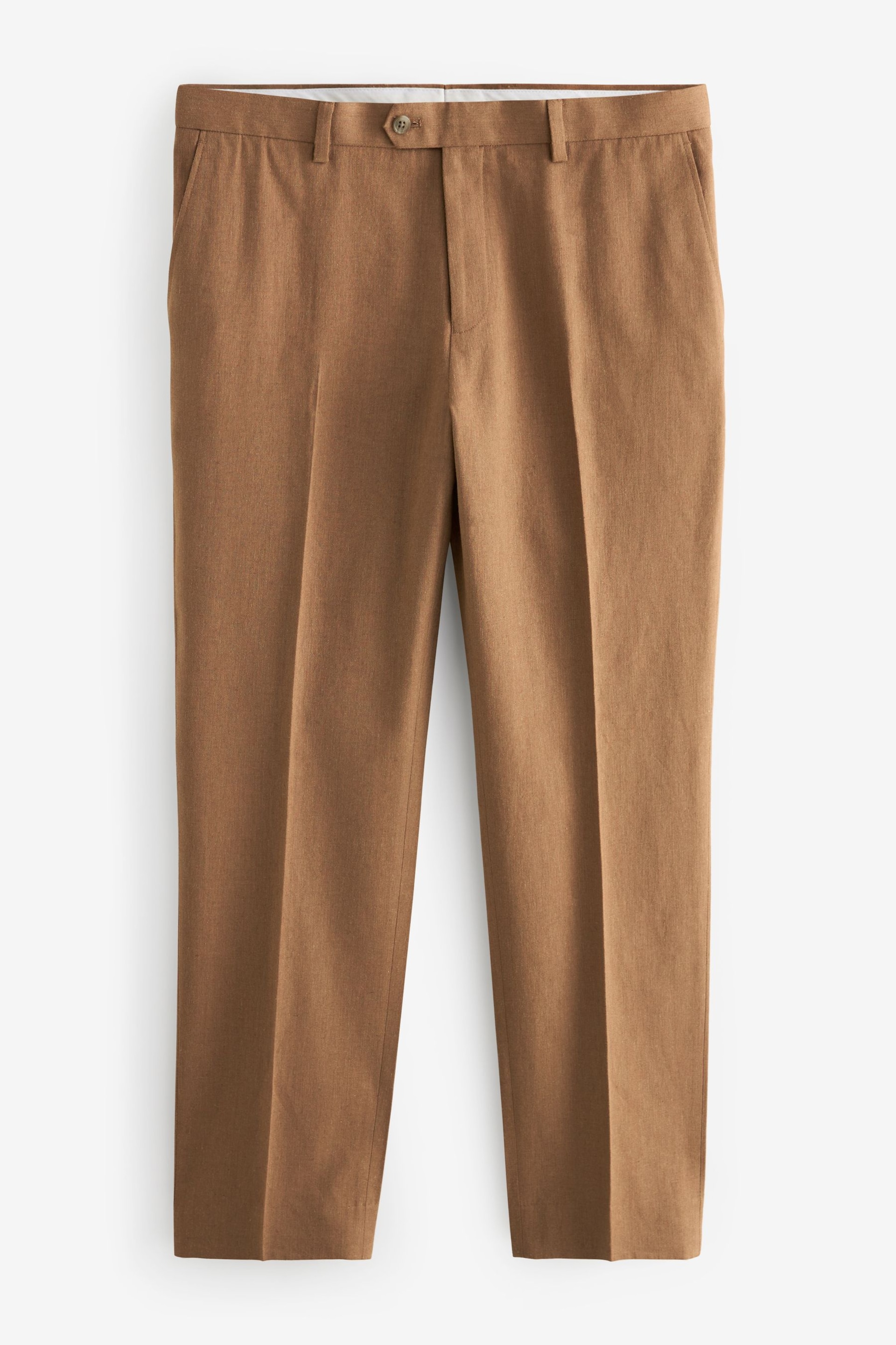 Rust Brown Linen Tailored Fit Suit: Trousers - Image 5 of 8