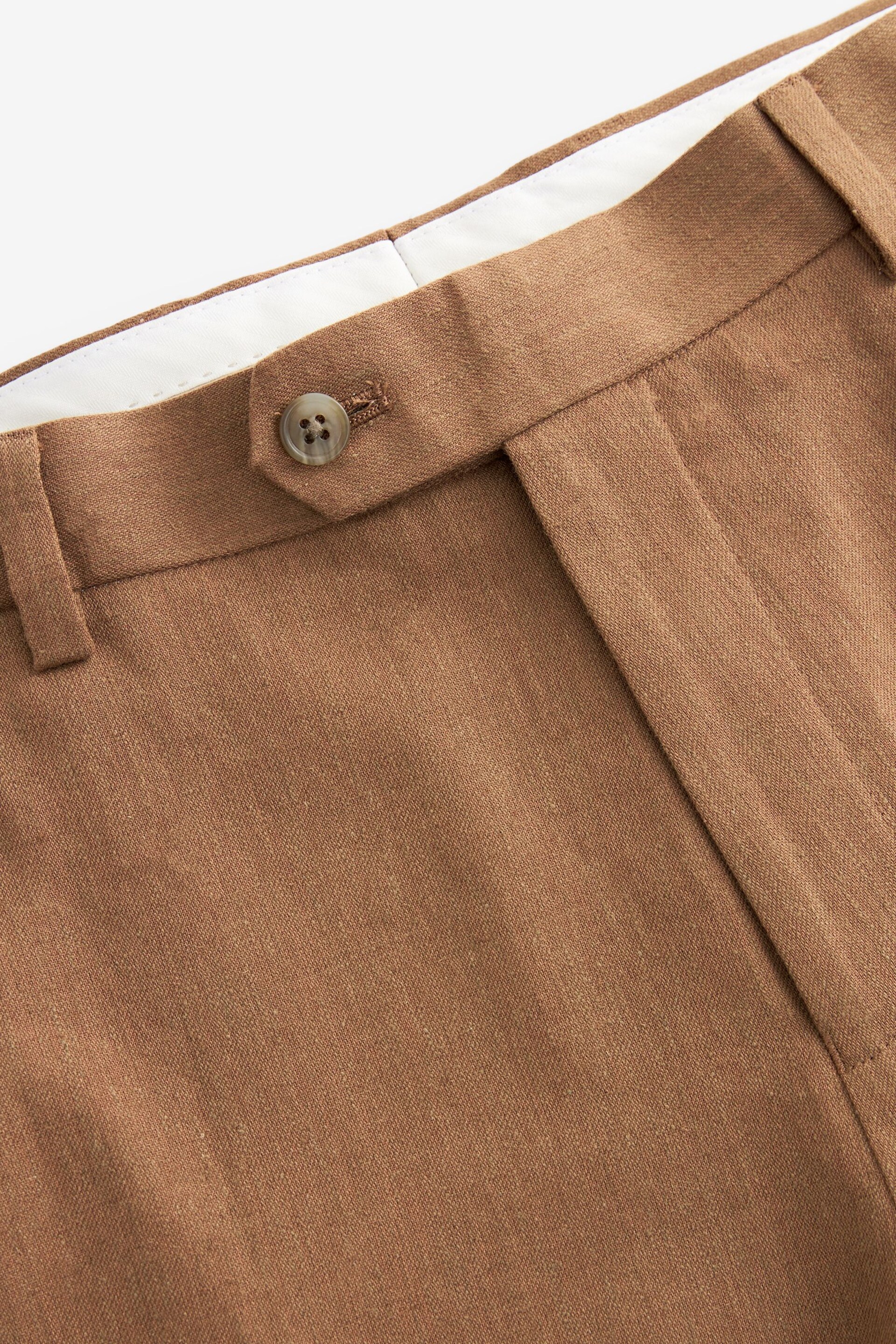 Rust Brown Linen Tailored Fit Suit: Trousers - Image 8 of 8