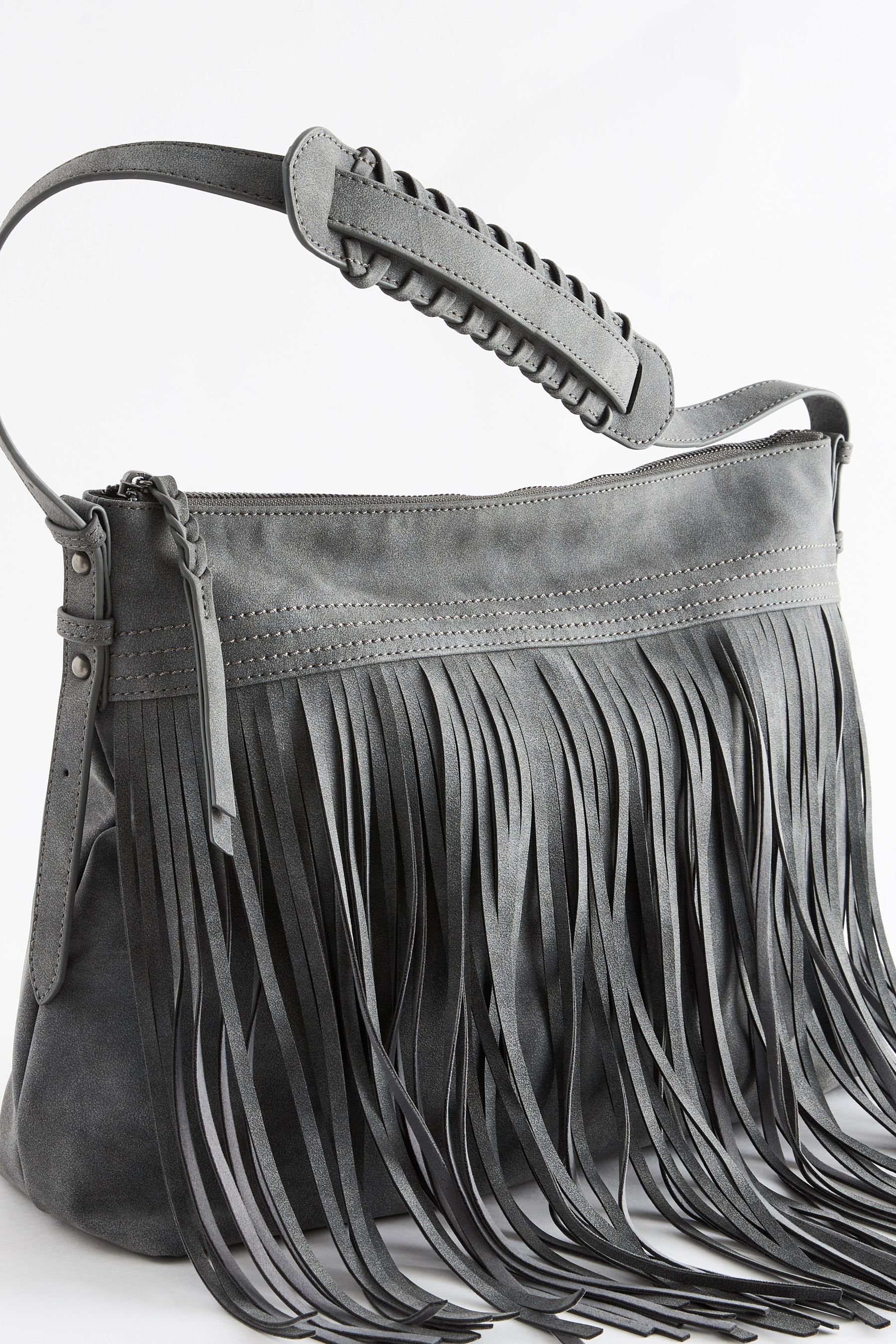 Buy Grey Fringe Hobo Shoulder Bag from Next Luxembourg