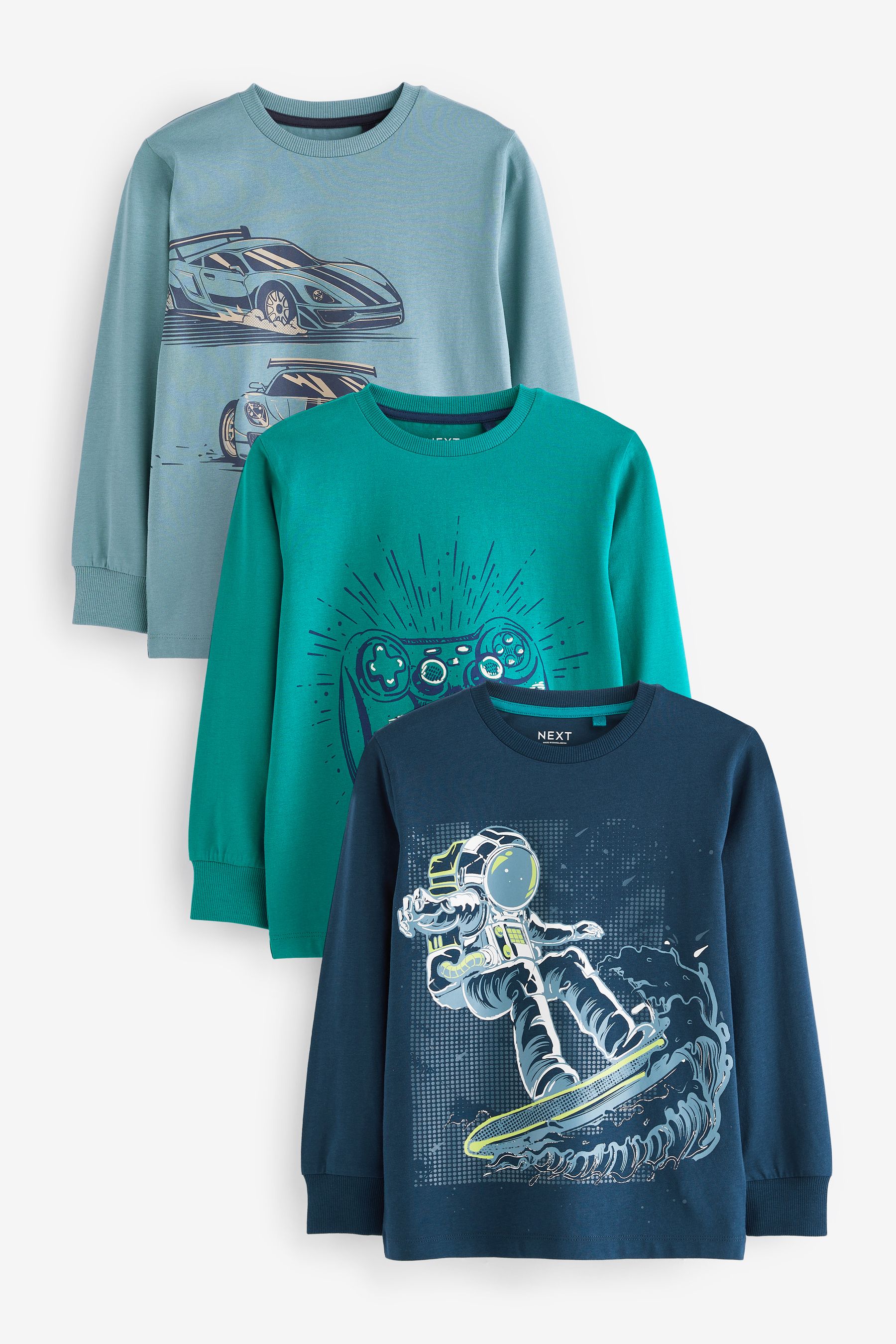 Minerals Multi Long Sleeve Graphic T Shirts 3 Pack 3 14yrs