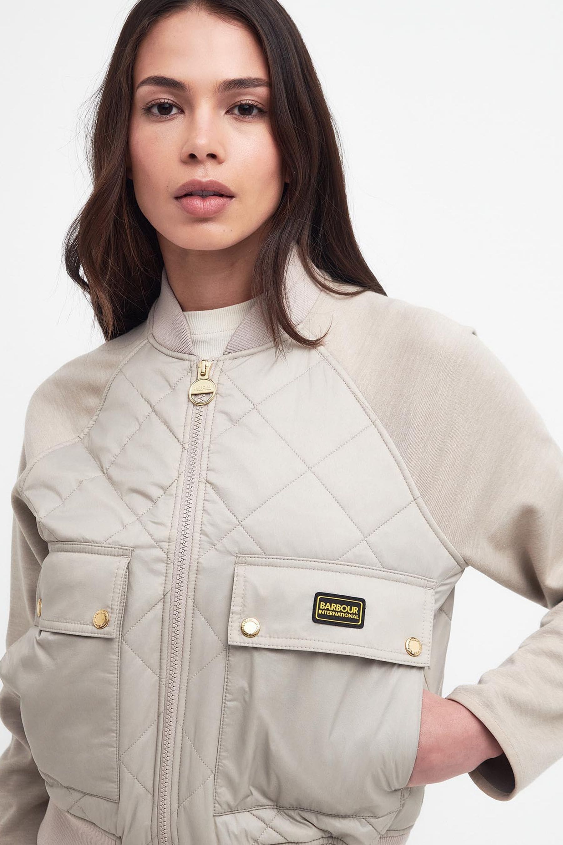 Barbour International Wilson Hybrid Quilted Bomber Style Jacket