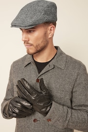 Grey/Black Texture Flatcap and Leather Gloves Set - Image 1 of 8