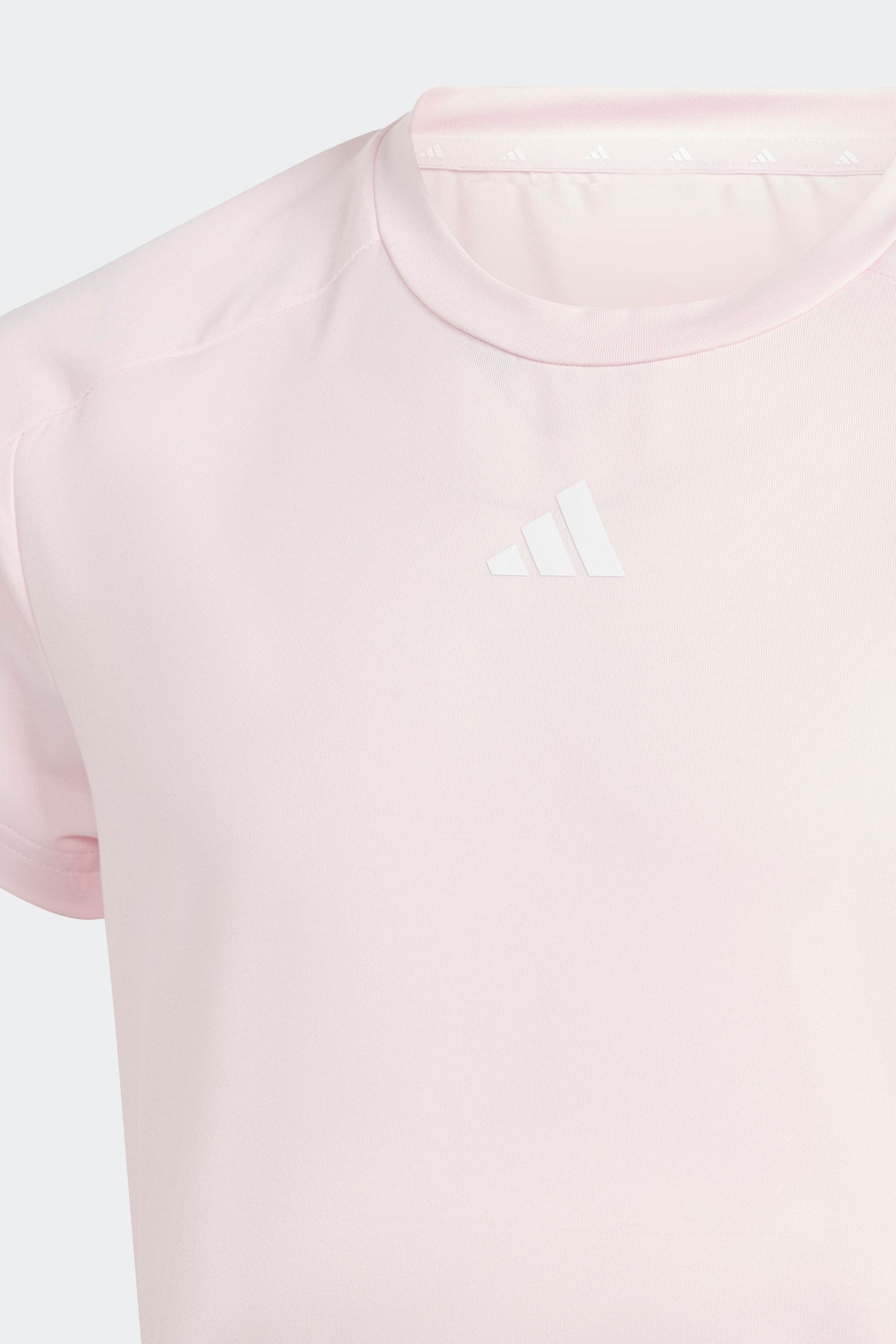 adidas Pink/Black Sportswear Train Essentials Kids T-Shirt And Shorts Set - Image 4 of 6