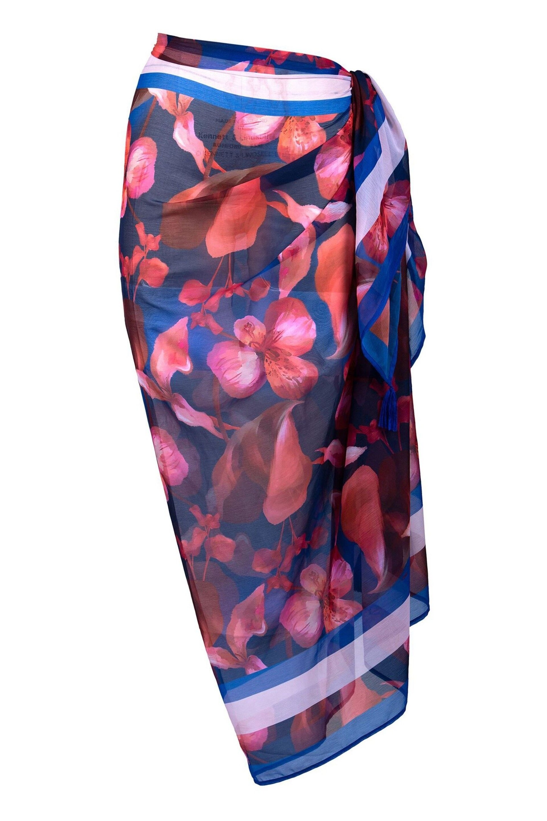 Seaspray Blue Sakura Petal Pareo Beach Kaftan - Image 3 of 4